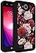 LG Fiesta LTE Case, LG Fiesta 2 Phone Case, LG X Charge Case, ANLI Drop Protection Hybrid Dual Layer Armor Protective Case Cover for Girls and Women Flowers Black