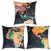 Decor MI [Just Pillowcase World Map Pattern Throw Pillow Case Square Linen Cushion Bed Pillow Covers with Zipper Durable Slipcover Home Decor for Sofa Slipcover Decorative 18x18 inches,Set of 3