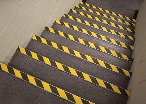 ABC Aisle Marking Tape 3” x 36’.1 Roll of Hazard Warning Tape. Flexible Black, Yellow Tape. Vinyl Tape for Making Steps, Pillars, Parking Lots, Walk Ways. Natural Rubber Adhesive. 7 Mil Thick.