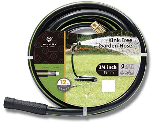 Worth Garden 12-Year Warranty Kink Free 3/4 in. x 100 ft. Hose, 100 ft Garden Hose, Durable Heavy Duty, Brass Fittings Water Hose Home and Commercial Grade