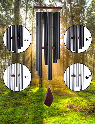 Afirst Outdoor Wind Chimes 46 inches with 6 Tuned Tubes Silver Amazing Grace Wind Chime Outdoor Deep Tone Metal Chimes Garden Patio Home Decoration Gift for Family and Friends.