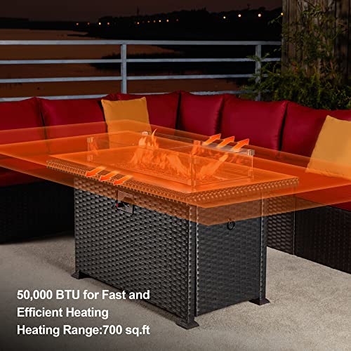 Vicluke Aluminum Fire Pit Table, Propane Fire Table for Outside,44in