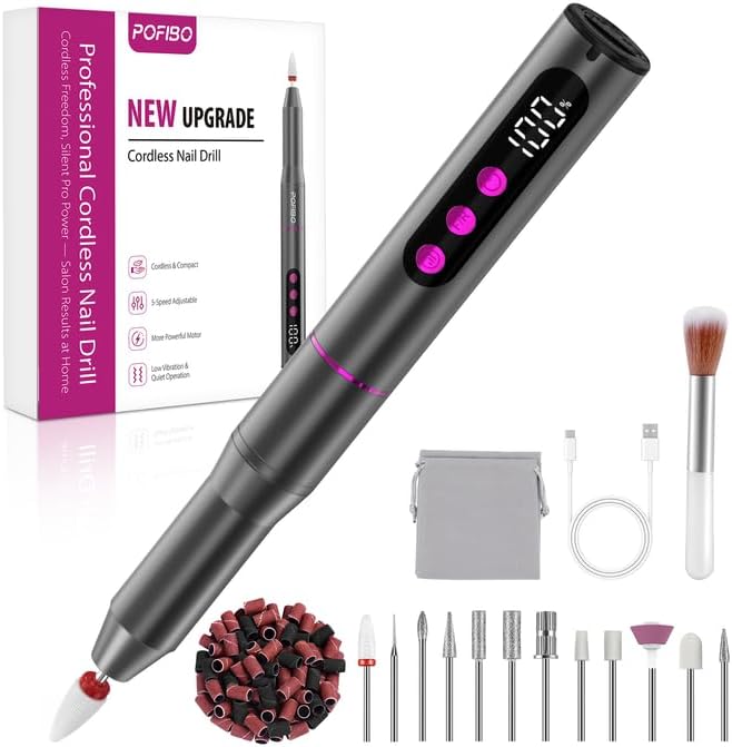 Fresa per Unghie Professionale – 12 in 1 Trapano Unghie Elettrico 35000 RPM con Display LCD, 5 Velocità Regolabili. Fresa per unghiein Gel e Acrilico, Manicure e Pedicure