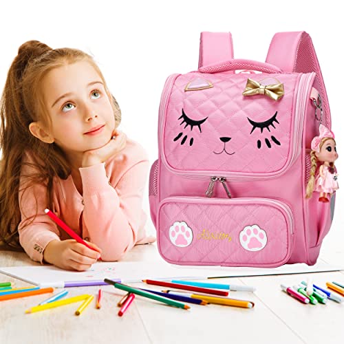 Backpack for Kids Grils, Cute Cat School Bags Toddler Backpacks