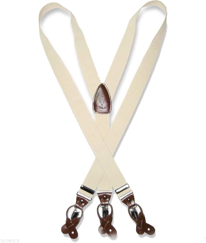 Men's SUSPENDERS Y Shape Back Elastic Button & Clip Convertible by Armando