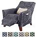 Modern Velvet Plush Recliner Slipcover. Strapless One Piece Stretch Recliner Cover. Recliner Cover for Living Room. Magnolia Collection Slipcover. (Recliner, Grey - Solid)