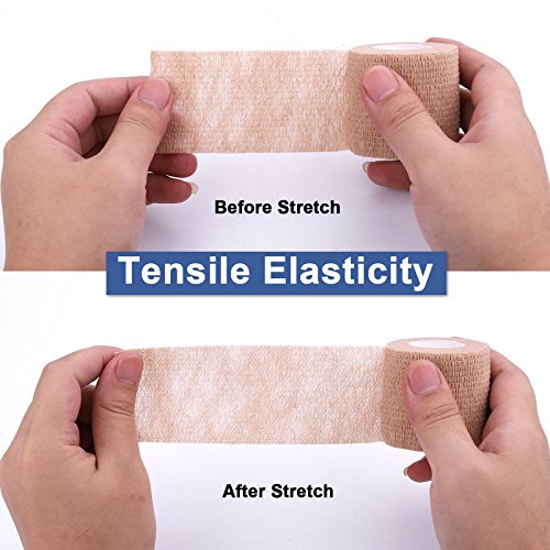 Self-Adhesive Cohesive Wrap Bandage Flexible Stretch Tape Athletic Strong Elastic First Aid Tape for Wrist, Ankle Sprains, Swelling 12 Packs, 1Inch X 5Yards
