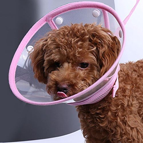 FOREYY Recovery Pet Cone E-Collar for Cats and Small Dogs - Elizabethan Collar with Breathable Soft Edge, Plastic Snap Closure and Stainless Steel D Ring (Pink, M)
