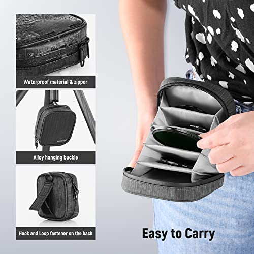 NEEWER 77mm Fixed ND Filter Kit ND1000 ND64 ND8 ND4 Neutral Density Filter Set Double Sided 30 Layer Nano Coatings/HD Optical Glass/ultra Slim/Water Repellent/Scratch Resistant/Waterproof Filter Pouch