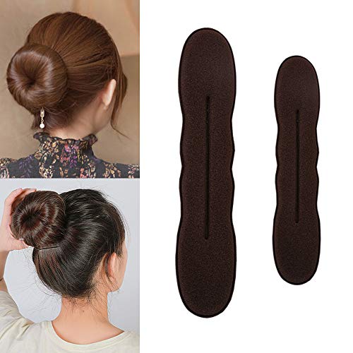 3 Pack Magic Bun Maker,YuCool Mini Buns Maker Donut Thin Hair Ballet Bun Maker Easy Tool Kids Hair Shaper with 4 Pack Foam Sponge Bun Maker(2 Small,2 Large) Hair Accessories-Brown