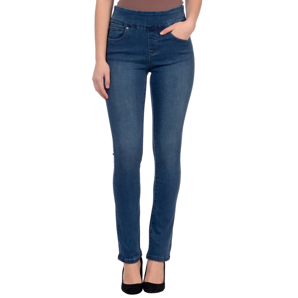 Buy Lola Jeans Women's Rebeccah High Rise Pull On Straight Leg Stretch