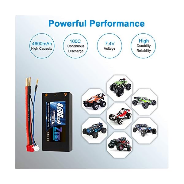 Zeee 2S Kurzer Lipo Akku 7,4V 100C 4600mAh Hardcase RC Batterie mit 4,0 mm Kugel to Deans T Stecker für RC Fahrzeuge… – Bild 7