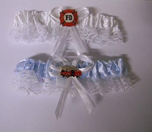 Wedding party ceremony Fireman firefighter Brides 2 Psc Set Garters