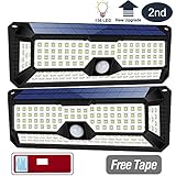 Solar Lights Outdoor, Wireless 136LED Lights of 4 Sides with Wide Lighting Area,Super Bright,Easy Installation ，Waterproof Security Lights for Front Door, Garden, Patio,Yard(2 Pack)