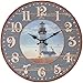 Lily's Home Rustic Wood-Style Country Lighthouse Wall Clock, Fits Nautical or Country Décor, Battery-Powered with Quartz Movement, Ideal Gift for Lighthouse Fans (13