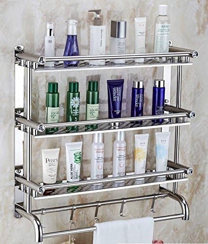 LJMM Bathroom shelving,bathroom double bath towel rack,toilet bathroom hardware,wall hanging towel rack,stainless steel punching,Double curved double deck,30cm