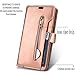 Aweevnye Galaxy S10 Plus Case, Galaxy S10 Plus Wallet Case, Multi-Function 10 Credit Card Holders Flip Wallet Leather Zipper Coins Magnetic Purse Cover Rose Gold