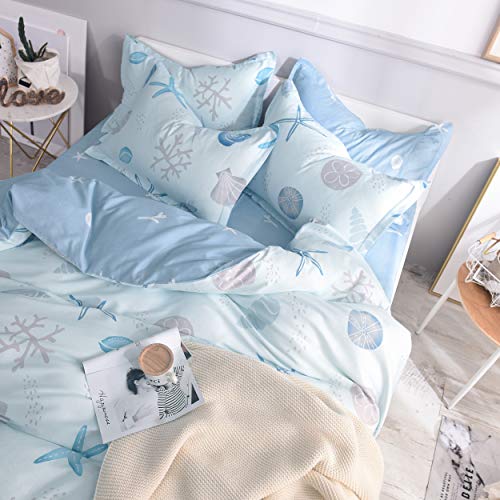 FADFAY-Duvet-Cover-Set-King-Coastal-Bedding-Nautical-Tropical-Bedding-100-High-Qualtiy-Cotton-Super-Soft-Hypoallergenic-Hidden-Zipper-Closure-3-Pieces-KingCalifornia-King-Size-No-ComforterFilling FADFAY Duvet Cover Set King Coastal Bedding Nautical Tropical Bedding 100% High Qualtiy Cotton Super Soft Hypoallergenic…
