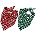 Malier 2 Pack Dog Bandana Christmas Classic Plaid Snowflake Pet Scarf Triangle Bibs Kerchief Set Pet Costume Accessories Decoration for Small Medium Large Dogs Cats Pets (Large, Green + Red)