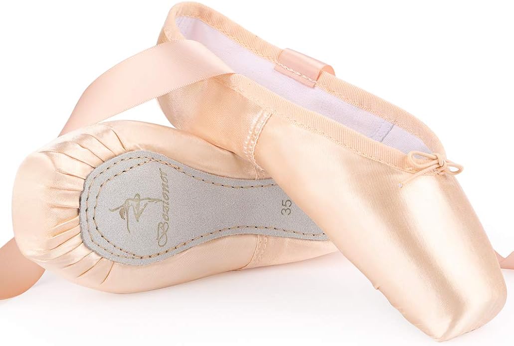 Ballet Pointe Shoes Soft Shank Satin Dance Shoes with Silicone Toe Pads