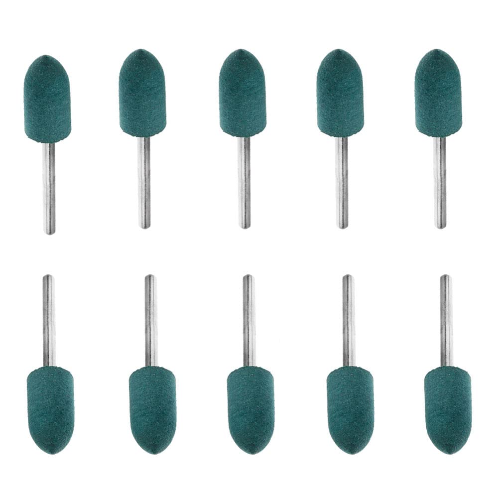 10 Pcs Rubber Polishing Head, Bullet Shape Polishing Burrs Bit with 2.35mm Shank, Multifunctional Grinding Buffing Accessory Set for Rotary Tools (2.35 * 6mm)