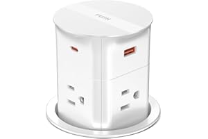 JGSTKCITY Pop up Outlet for Countertop with PD 20W USB C Fast Charging,3.15" Desk Grommet Power Station,4 Outlets,4 USB,Kitchen Island Pop Up Electrical Outlet, Office Power Supply