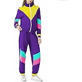 Aluvee 80s Track Suit Women Set 90s Windbreaker Outfit Retro Color Block Sportswear Set With Jacket Sweatpants