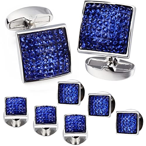 HAWSON Gentlemen's Cufflink for Men with 4/6 pcs Shirt Studs Set, Cuff Links with Tuxedo Shirt Studs for Weddling, Party