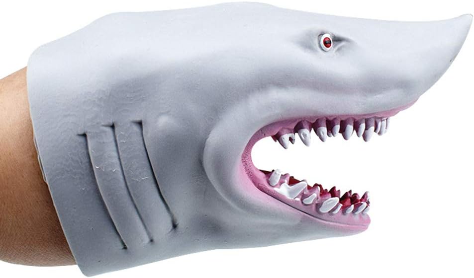 wjieyou Shark Hand Puppet for Toddlers, Soft Rubber Shark Puppet for Kids, Realistic Sea Animal Shark Head Toys