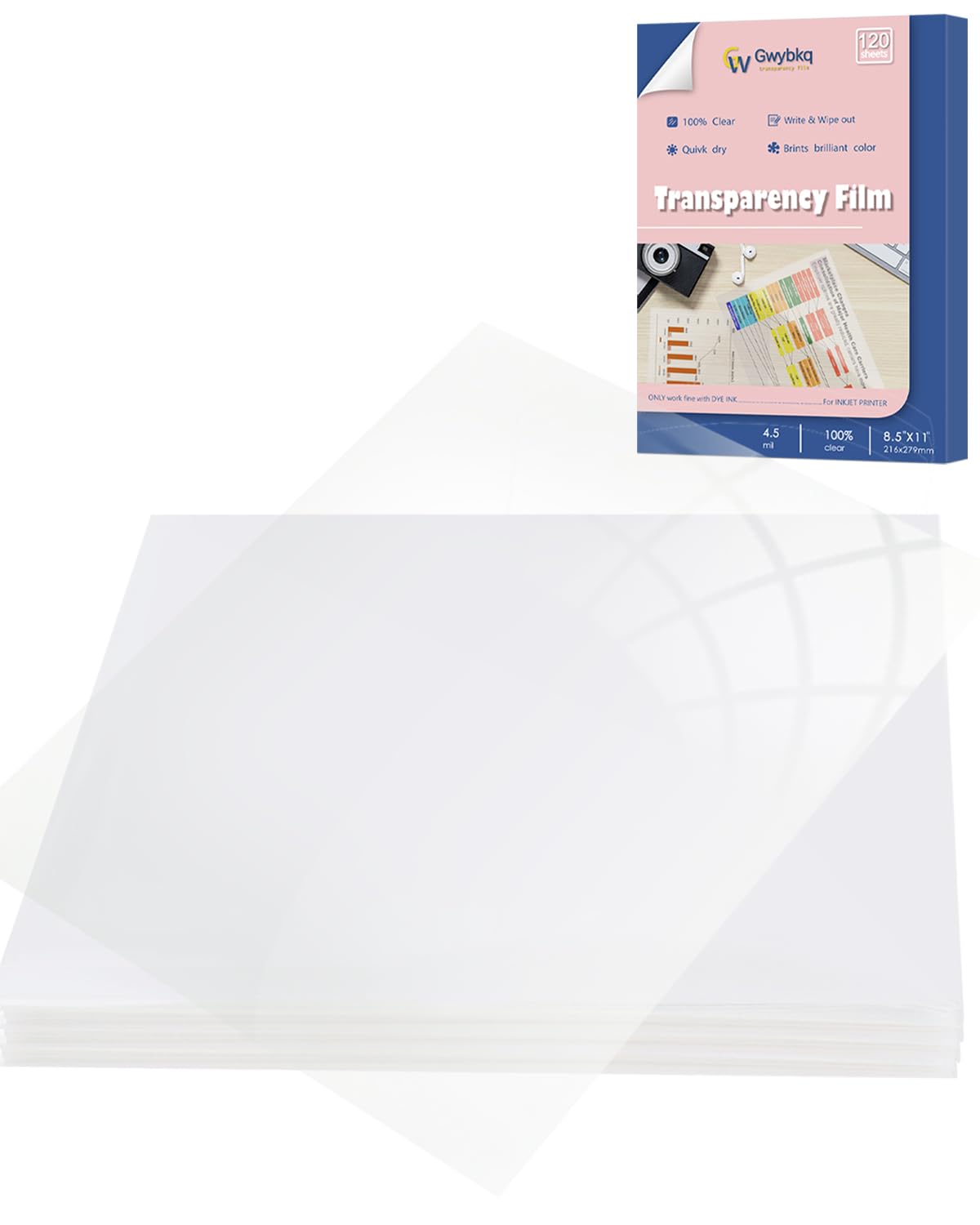 Clear Printable Vinyl Sticker Paper 50 Sheets – Inkjet Compatible, Quick-Dry & Scratch Resistant