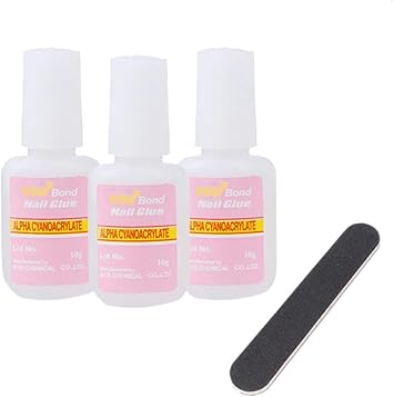 Ealicere3pcs X10g Nail Art Manucure Faux Ongles Colle Avecpinceaucolle à Ongle Forts Glue Capsule Pour Faux Ongles Decoration Nail Art Bijoux Avec