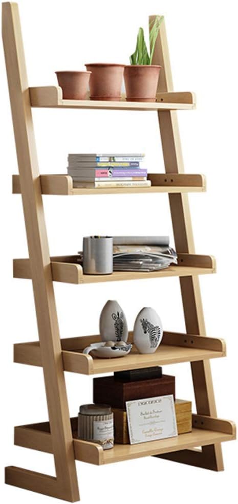 Polymer Exquisite Step Stool Solid Wood Ladder Shelf Bookshelf,Thickened Murder Easy Assembly Corner Flower Stand Library Display Stand Floor-Standing for Home or Office -B 60x30x140cm(24x12x55inch)