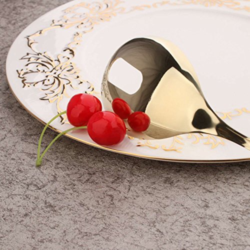 4 Piece Serving Skimmer and Slotted Serving Spoon 10-inch Serving 2 Set Stainless Steel Large Table Flatware Dishwasher Safe for Buffet, Banquet, Party (Gold)