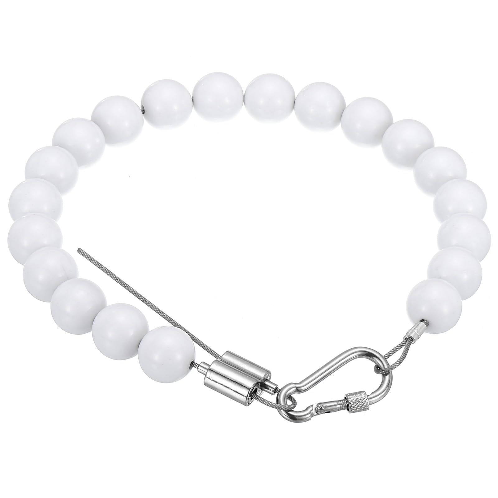 PATIKIL Flagpole Retainer Ring Flag Pole Accessories, Flag Beaded Mount Ring Fits 3" 4" 5" 6" 7" Flagpole Keep Flag Close to Pole Weight with Stainless Steel Cable for Flagpole, White