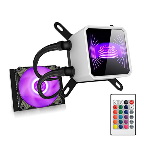 Liquid CPU Cooler, Aigo RGB LED 120mm Liquid CPU Cooler Radiator Easy Installation Water Cooler High Performance Liquid Freezer All-In-One Liquid Cooling System, INTEL/AMD with AM4 Support