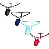 Gogobear Men's Sexy Low Rise Bikini Thong Stretchy Spaghetti Strap Cutout Underwear