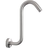NearMoon S Shaped Shower Head Riser Arm, Shower Extender Arm with Flange, Standard 1/2" Connection- Bathroom Accessory (10 In