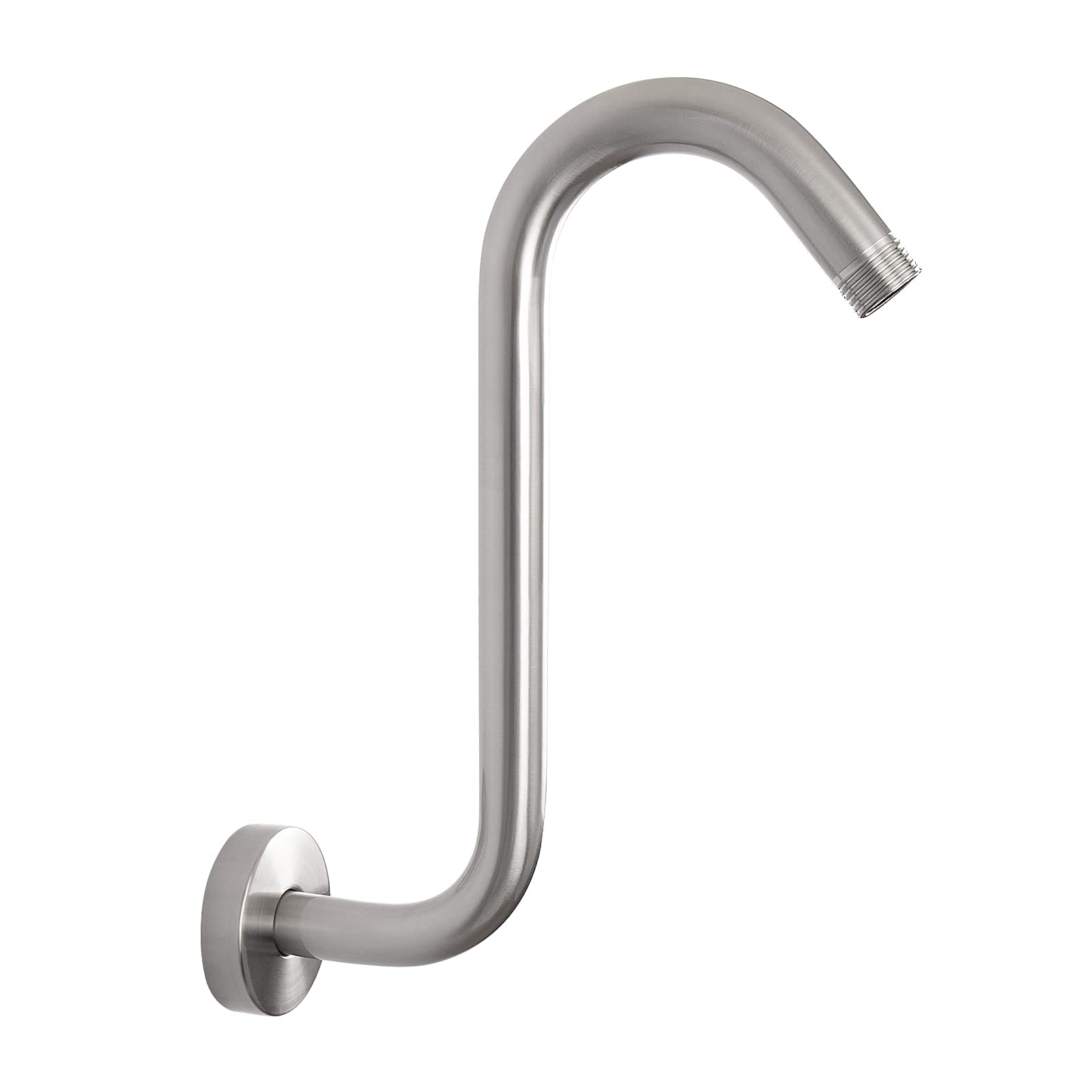 Photo 1 of NearMoon S Shaped Shower Head Riser Arm, Shower Extender Arm with Flange, Standard 1/2" Connection- Bathroom Accessory, 10 Inch (1 Pack, Brushed Nickel)