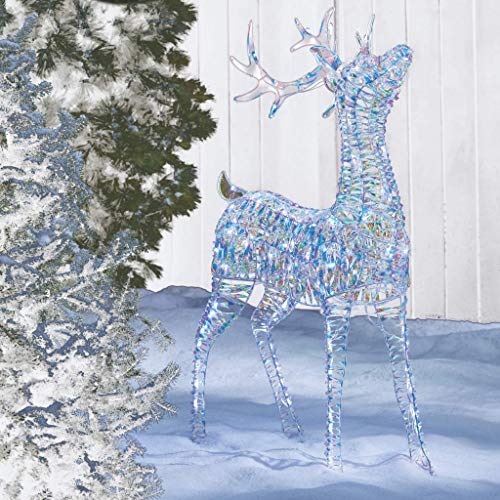 NOMA 4 Ft. PreLit Iridescent Twinkling Light Up Reindeer Christmas