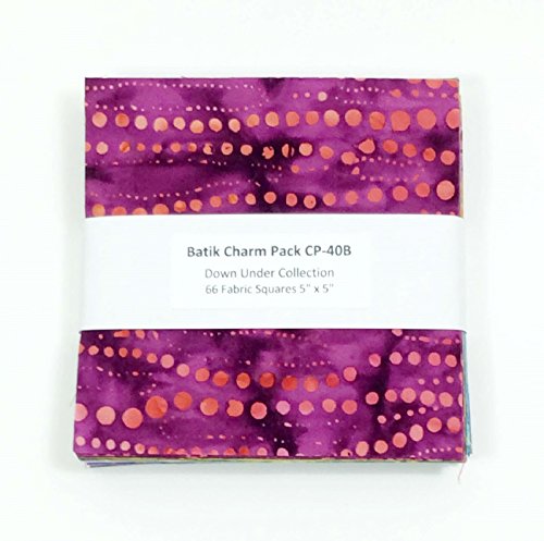 Hand Dyed Batik Charm Pack 66 Pre-Cut Quilt Fabric Squares 5 x 5 Inch