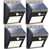 Iextreme 12 LED Solar Lights, Holan Waterproof Motion Sensor Solar Light Outdoor Wall Lights for Garden Patio Step Stair Fence Deck Yard Driveway, 4 Pack ¡­