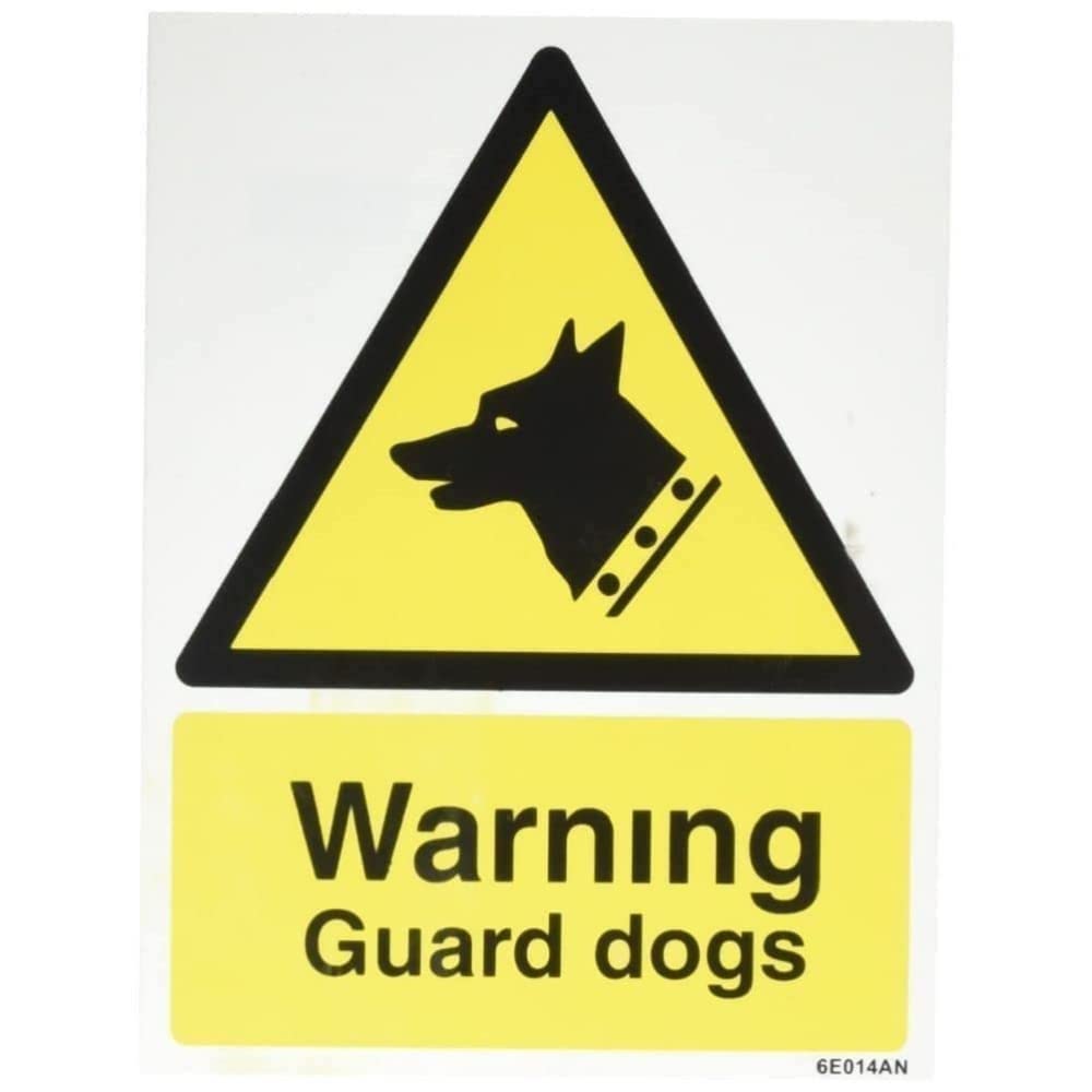 V Safety Security Notice, Warning Guard Dogs Sign - 150mm x 200mm - 1mm Rigid Plastic — image 1