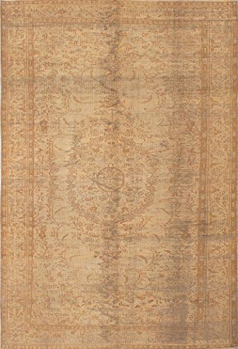 eCarpet Gallery Hand-Knotted Melis Vintage 6'1" x 8'11" Wool Rug, Cream, Light Yellow