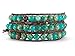 Celtic Knot Bracelet Leather Wrap with Mixed Beads Synthetic-Turquoise and Synthetic-Jasper (Silver-Tone Button)