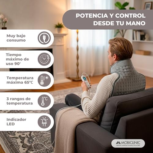 , Almofada elétrica, Costas e pescoço, 62x43, Consumo muito baixo, 100w, Térmica, 3 níveis de aquecimento, Desligamento automático, Lavável, Para as costas, Tapete