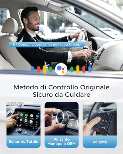 WityEye Adattatore Android Auto Wireless, Dual Core Wi-Fi a 5.8 GHz, Bluetooth V5.3, Rapida & Stabile, Plug & Play, per Smartphone con Android 11+ & Veicoli con Funzione AA Cablata (dal 2016)