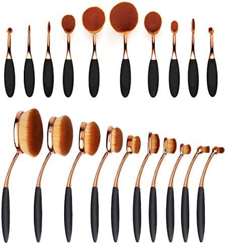 WSS - Toothbrush Shape Oval Makeup Brush Foundation Powder Eyebrow Make up Brushes Beauty Tools Gold 10PCS/set