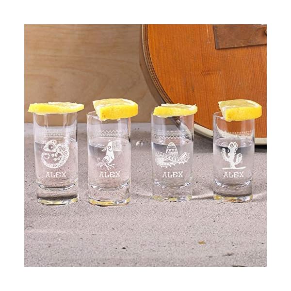 Herz & Heim® Sierra Tequila Geschenk Set personalisiert mit Ihrem Wunschnamen bekommen Sie 4 graviertem Schnapsgläser… – Bild 4