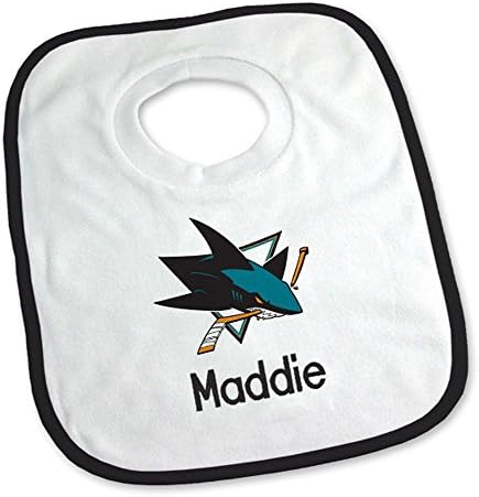 Designs by Chad and Jake Baby Personalized Name San Jose Sharks Bib One Size White