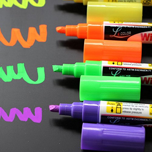 Chris-Wang 8 Pack Reversible Round & Chisel Tips Liquid Chalk Markers, Eraseable, Child Friendly, Use On Windows/Mirrors/LED Writing Board/Whiteboard/Chalkboard Labels, Top Entertainment For Kids